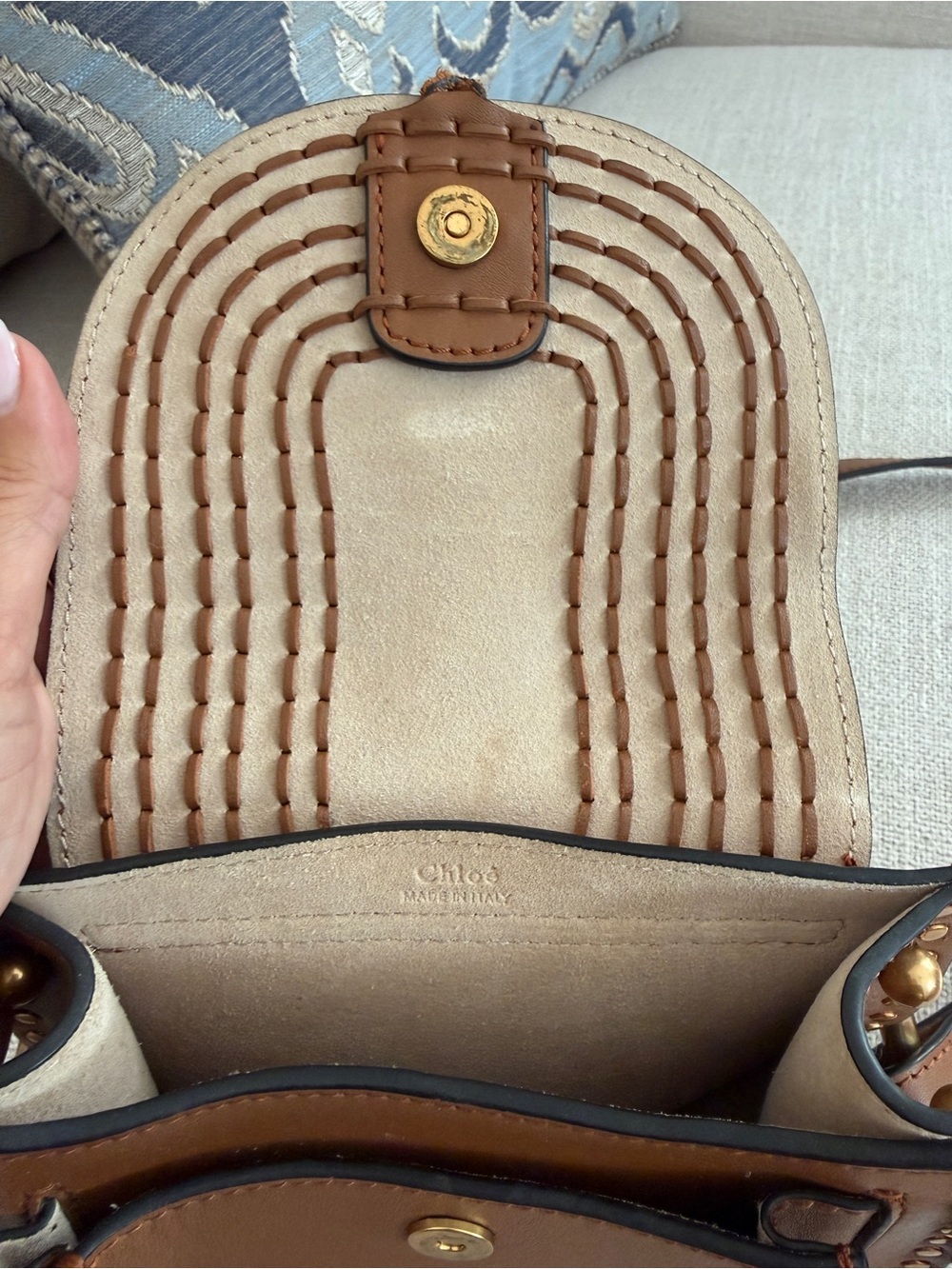 CHLOE Brown Leather Small Marcie Saddle Bag with Tasselt - Picture 5 of 11
